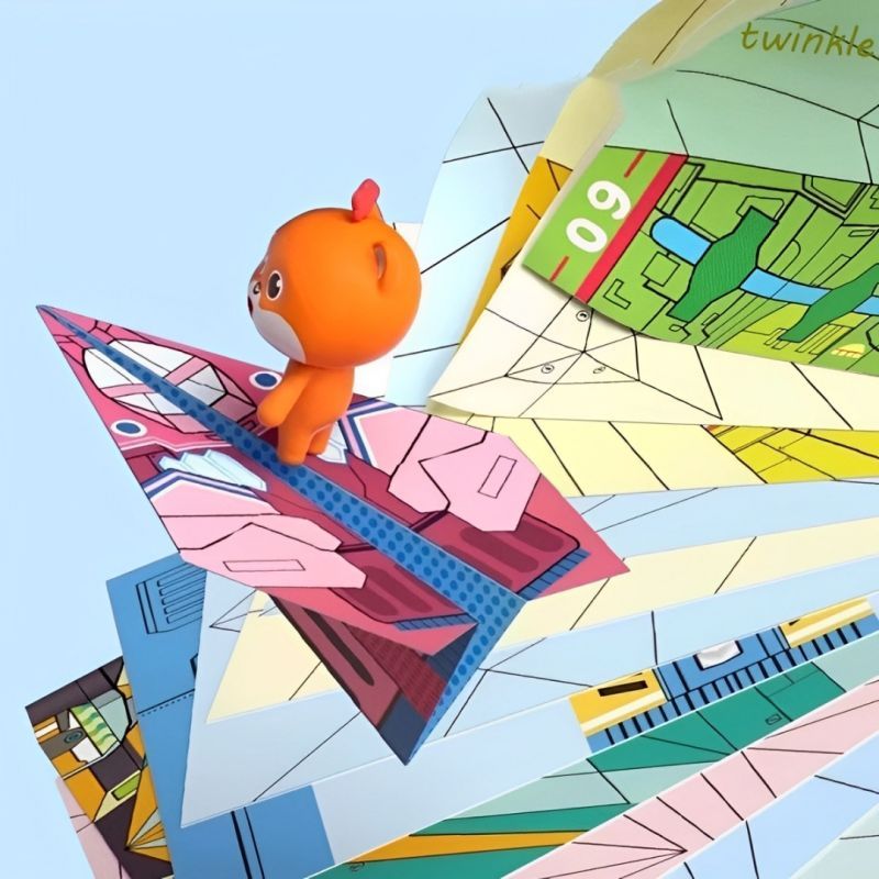 Creative Origami DIY Kit,Đầy màu sắc Handmade Origami Art Learning Set,Phim hoạt hình Giấy đa năng Đồ chơi máy bay giấy