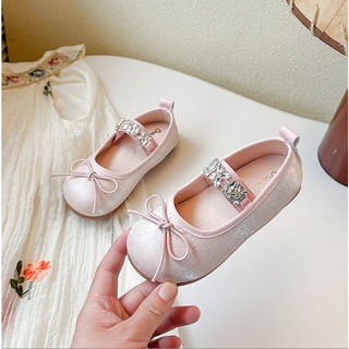 Sz 23-27 Giày Búp Bê Nơ Quai Chun ĐÍnh Đá Style Công Chúa Cho Bé Gái Từ 2-4 Tuổi K117