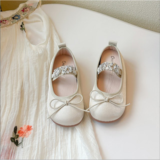 Sz 23-27 Giày Búp Bê Nơ Quai Chun ĐÍnh Đá Style Công Chúa Cho Bé Gái Từ 2-4 Tuổi K117
