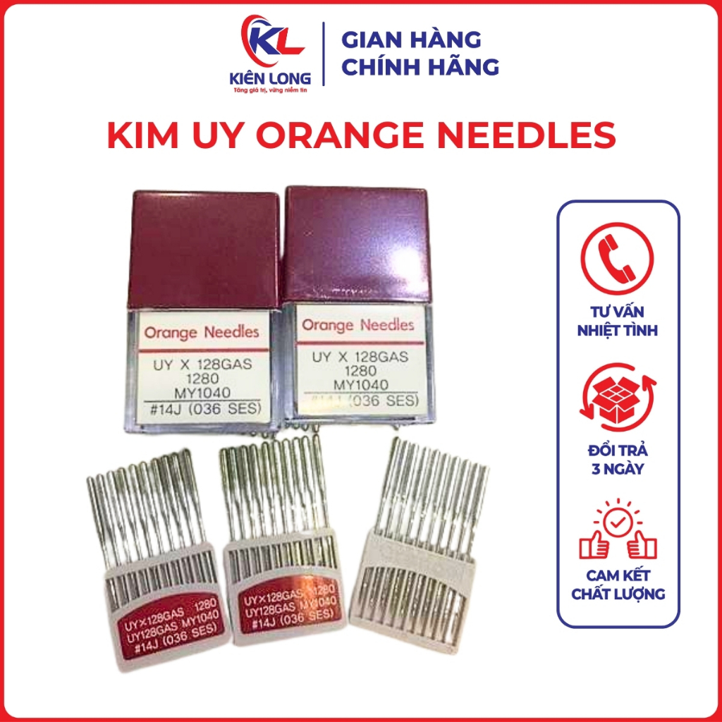 Kim UYx128 ORANGE NEEDLES Hàn Quốc – Dùng Cho Máy Trần Đè, Máy Kansai (Vỉ 10 Cây)