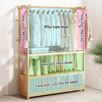 【Bảo hành trọn đời】Tủ quần áo gỗ tre có móc treo Kệ để đồ có ngăn kéo Đa chức năng Vintage decor phòng đẹp — ảnh 5