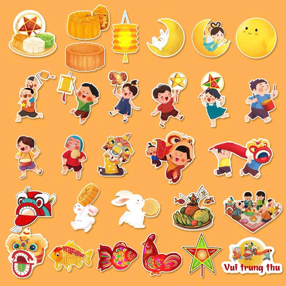 Sticker trang trí Trung thu - decor trường học, văn phòng, quán cafe ...