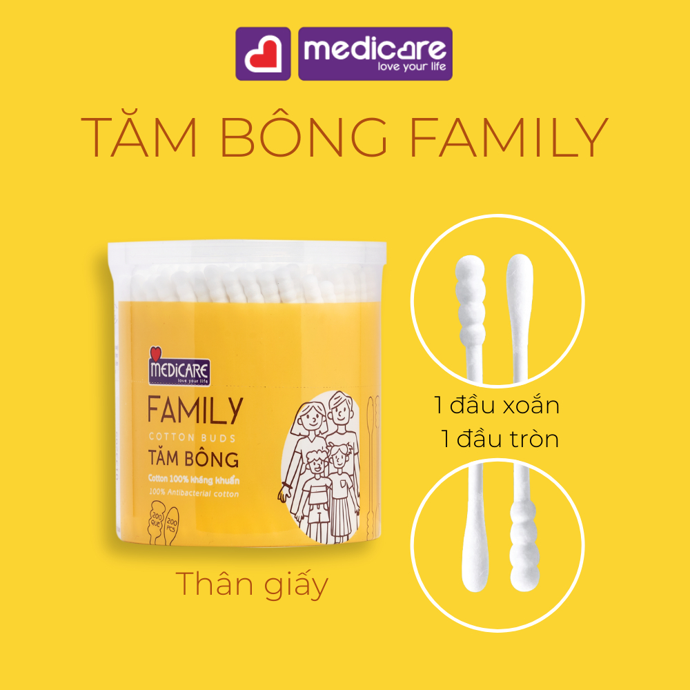 Tăm bông MEDiCARE Family 200 cây