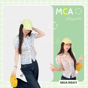 Áo Kiểu Sơ Mi Nữ Tay Phồng MCA In Hoa Nhí Dễ Thương A51417