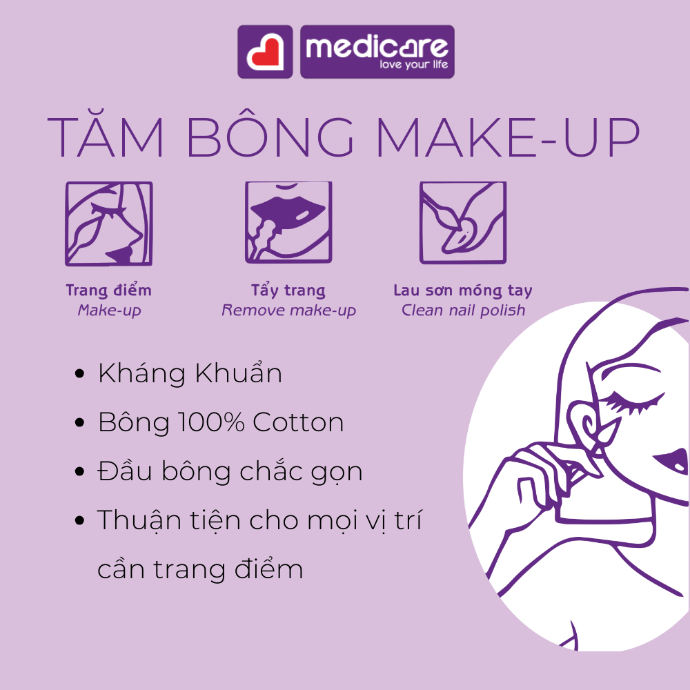 Tăm bông MEDiCARE Make up 150 cây