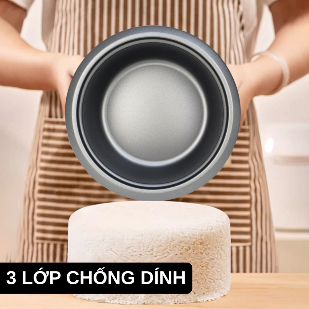 Nồi cơm điện nắp rời Fujika dung tích 1L-1,8L lòng nồi chống dính 3 lớp, nắp rời dễ dàng vệ sinh