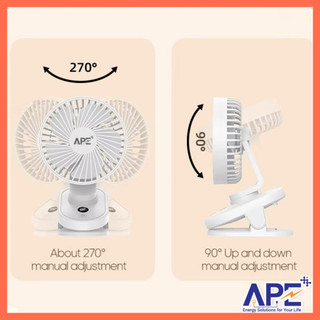Quạt Kẹp Bàn Sạc Mini APE DQ232 – Pin 1800mAh, 4 Tốc Độ Gió, Xoay 720°, Sạc Type-C, Để Bàn Siêu Êm