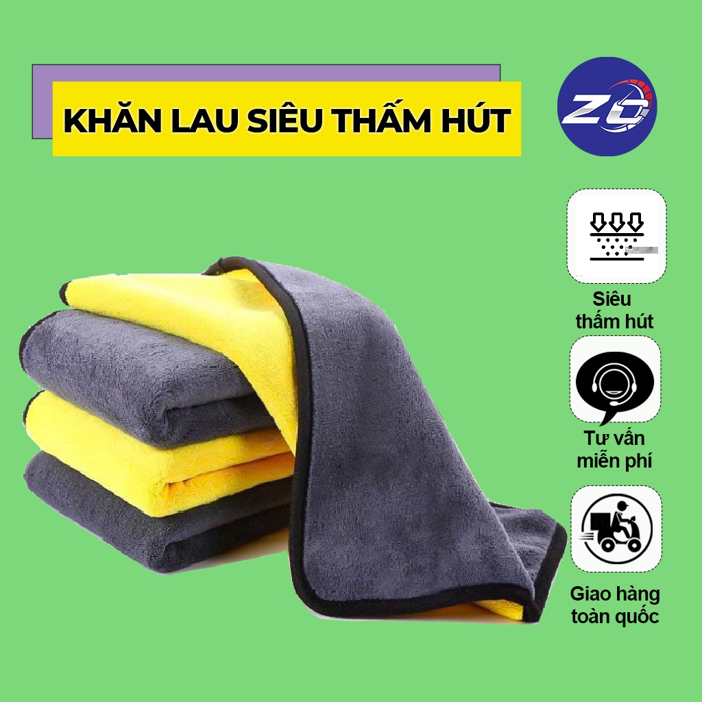 Khăn lau xe microfiber 3m cao cấp khăn lau đa năng vệ sinh ô tô xe máy lau nhà bếp lau kính siêu thấm hút màu vàng xám