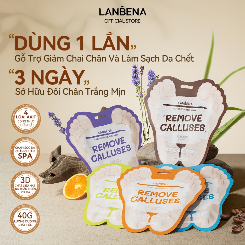 LANBENA Combo mặt nạ chân dạng lột (5pcs) -hỗ trợ bong tế bào chết,làm mềm vết chai sần,chăm sóc chân như ở spa Skincare
