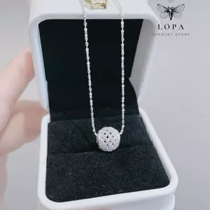 Dây chuyền bạc nữ LoPa SK147 dây xoắn rối mặt cầu lỗ đính đá lấp lánh | Dây chuyền bạc ta cao cấp sang