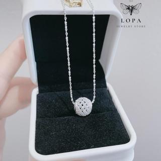 [ KÈM HỘP XINH ] Dây chuyền bạc nữ LoPa SK147 dây xoắn rối mặt cầu lỗ đính đá lấp lánh | Dây chuyền bạc ta cao cấp sang