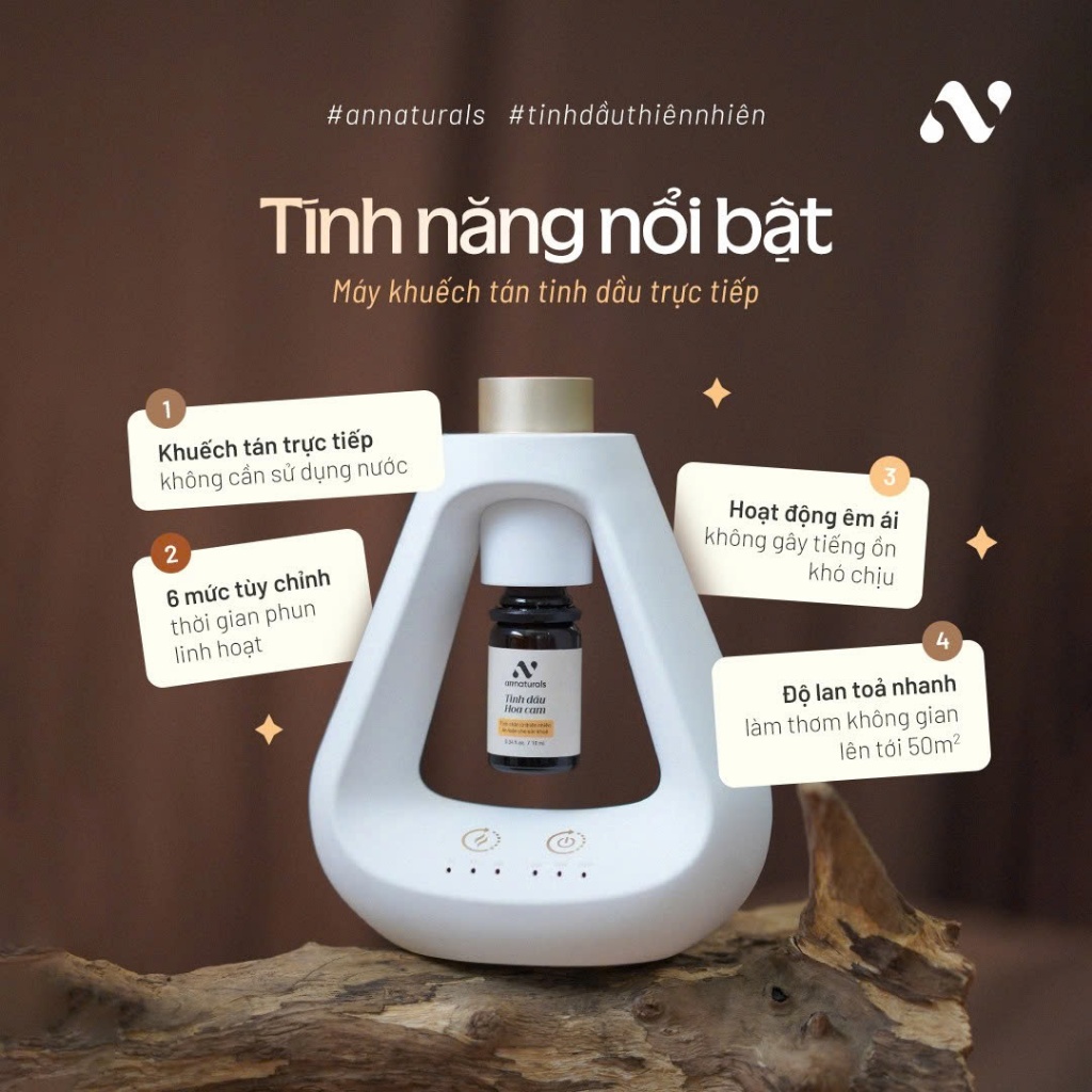 Máy xông tinh dầu không dùng nước, có pin - Sử dụng cho mọi không gian dưới 50m2 (KÈM QUÀ TẶNG)