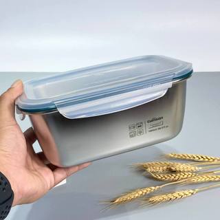 Hộp Inox Cao Cấp Cuitisan Simple Rectangle,nắp khóa 4 cạnh chắc chắn, an toàn trong lò vi sóng, không ám mùi GST HCM