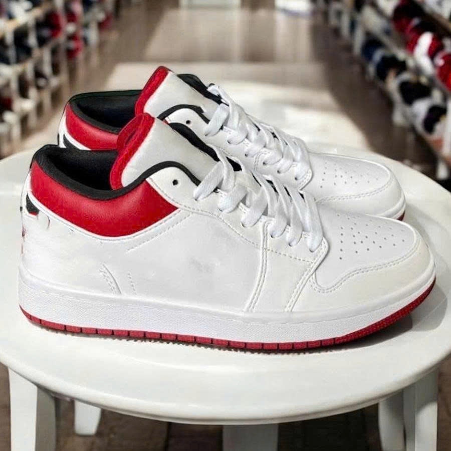 Giày Sneaker Nam Nữ, Giày Thể Thao Trắng Gót Đỏ Thời Trang Phong Cách JA12