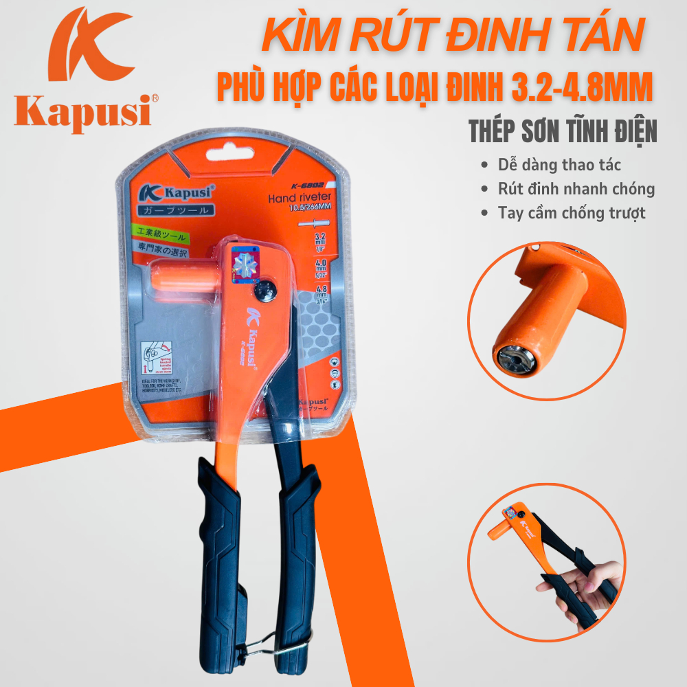Kìm Rút Đinh Tán Đa Năng Kapusi k6802 – Dụng Cụ Cầm Tay Chuyên Nghiệp, Bền Bỉ, Tiện Lợi