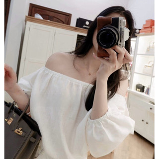 𝙎𝙄𝙉𝘼 𝙏𝙊𝙋 - Áo Linen Bẹt Vai