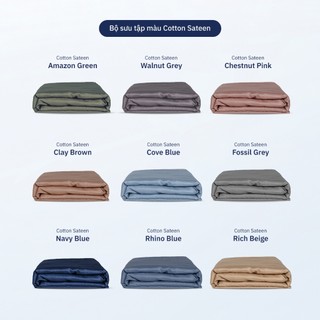 Vỏ Ga Nệm Cotton Sateen 100% 300TC Ru9 | Thoáng Mát Mềm Mịn | Màu Trơn Bo Chun | 6 Size