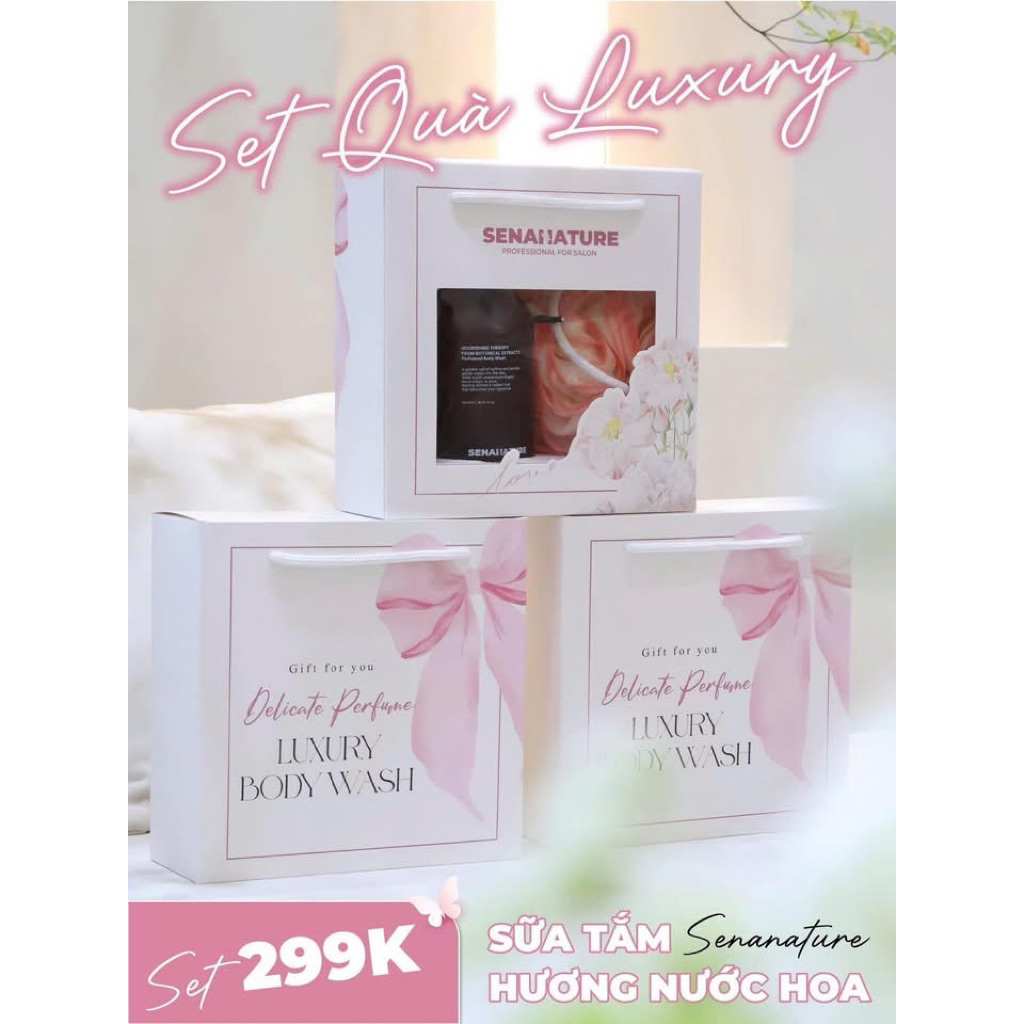 (Set quà tặng) Sữa tắm senanature nourishing therapy from botanical extracts perfumed body wash 500ml/1L  IS64
