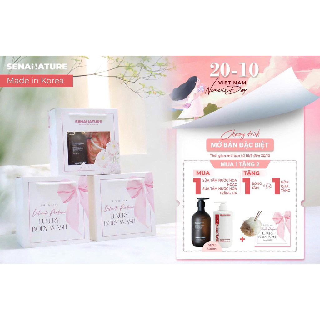 (Set quà tặng) Sữa tắm senanature nourishing therapy from botanical extracts perfumed body wash 500ml/1L  IS64