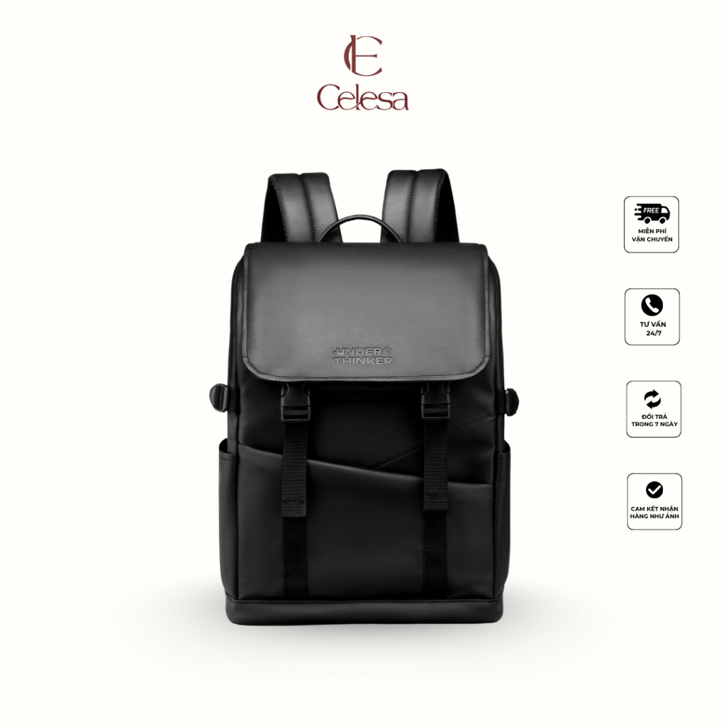 Balo Da PU Đi Học Đi Làm Brian Unisex Nam Nữ Cặp Đựng Laptop Du Lịch Nhiều Ngăn | CELESA