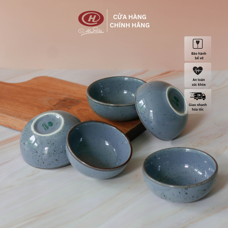 Bát chấm, bát nước sốt sứ màu xanh dương men muối tiêu kiểu Nhật - Sứ Minh Châu