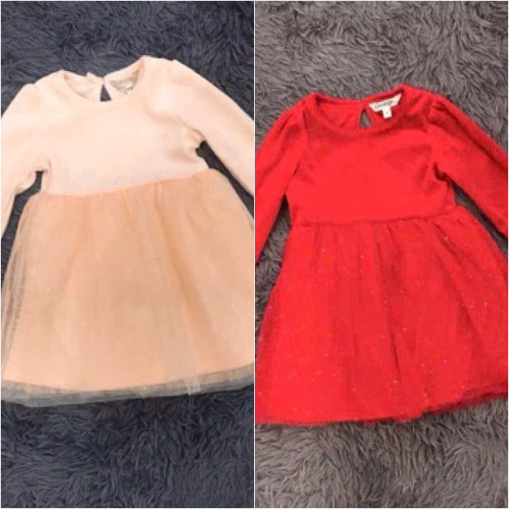 Váy dài tay bé gái sơ sinh L004 xuất dư màu hồng đỏ – thời trang trẻ em, size 0–18M (2–9kg)