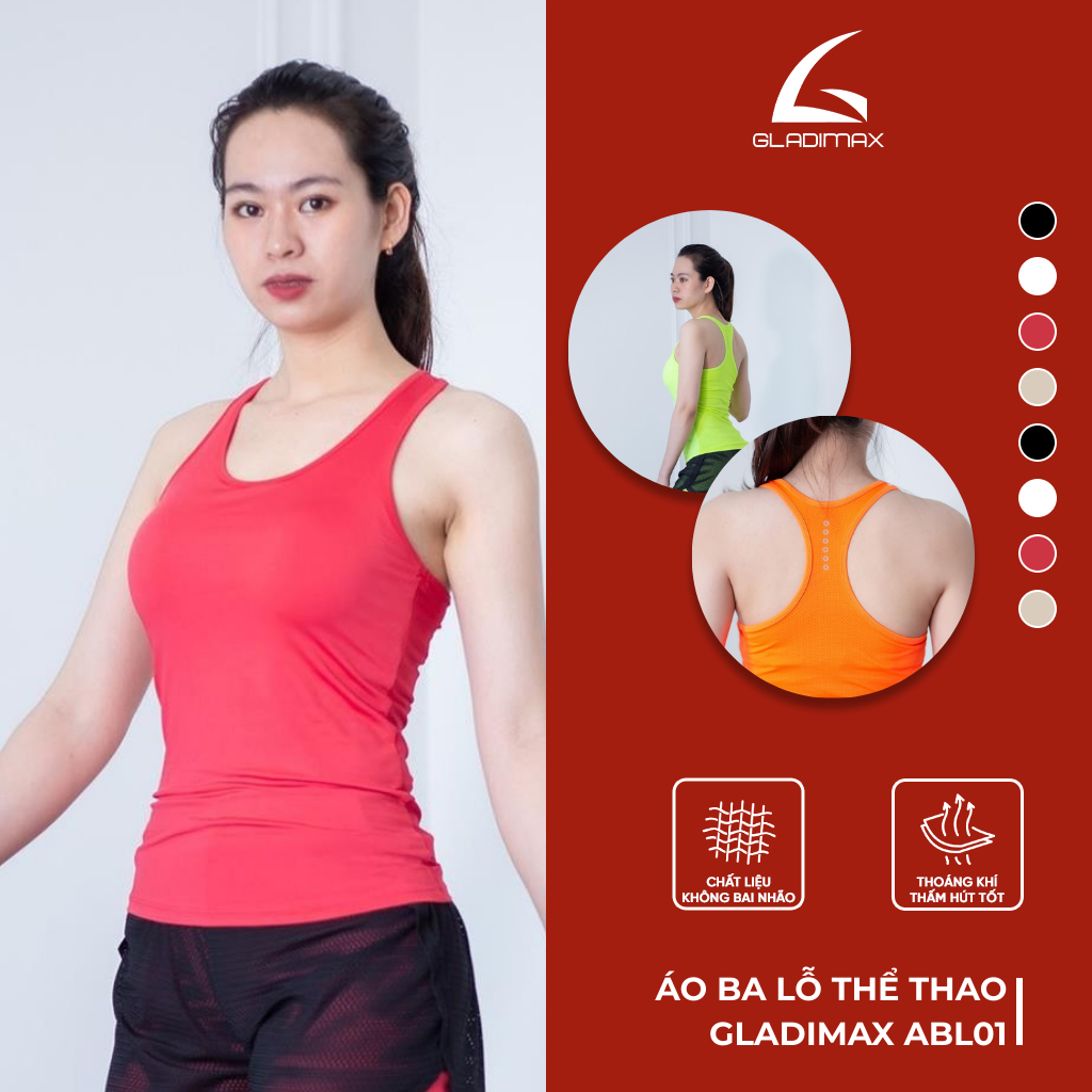 Áo Ba Lỗ Thể Thao ABL01 Thời Trang Hottrend Gladimax, Áo Tập Gym Nữ Chạy Bộ Thoáng Mát Năng Động