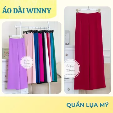 Quần áo dài Lụa Mỹ dáng suông mềm mịn không xù mặc kèm áo dài áo bà ba thiết kế khóa kéo cạp chun co giãn- Áo Dài Winny