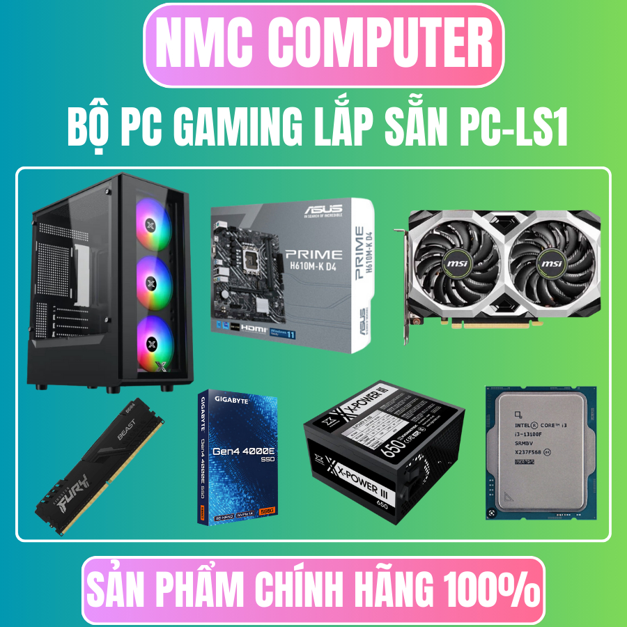 Bộ PC GAMING Lắp sẵn PC-LS1 H610 + 13100F + RAM 16GB + 1660S + 500GB ...