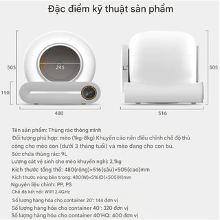 Máy dọn phân mèo tự động thông minh, công nghệ khử mùi ion