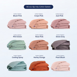 Vỏ Chăn Cotton Sateen 100% 300TC Ru9 | Thoáng Mát Mềm Mịn | Màu Trơn Bo Chun | 3 Size