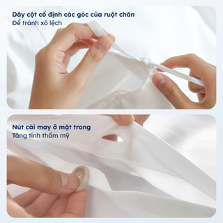 Vỏ Chăn Cotton Sateen 100% 300TC Ru9 | Thoáng Mát Mềm Mịn | Màu Trơn Bo Chun | 3 Size