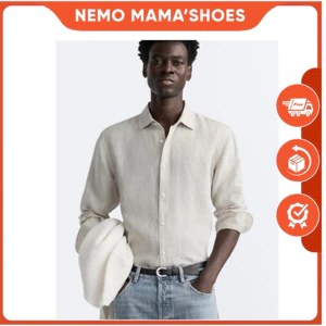 ZARA ÁO SƠ MI LINEN BE XÁM (Q250218003)