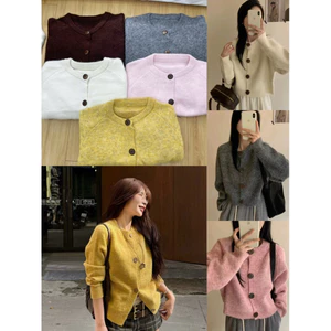 Áo khoác len cardigan muối tiêu cúc gỗ dáng lửng (Ảnh thật và video)