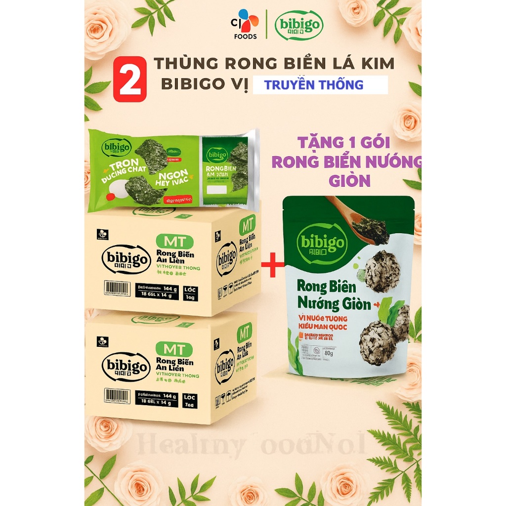 Combo 2 thùng rong biển BIBIGO tặng 1 gói rong biển nướng giòn vị nước ...