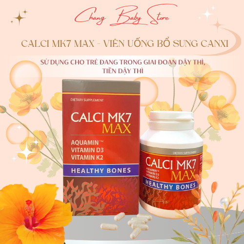 Calci MK7 Max - Viên uống bổ sung canxi tảo đỏ tự nhiên, vitamin D3, MK7 hộp 60 viên