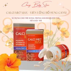 Calci MK7 Max Bổ sung canxi tảo đỏ tự nhiên K2D3 MK7 Tăng chiều cao cho trẻ dậy thì, bà bầu hộp 60 viên
