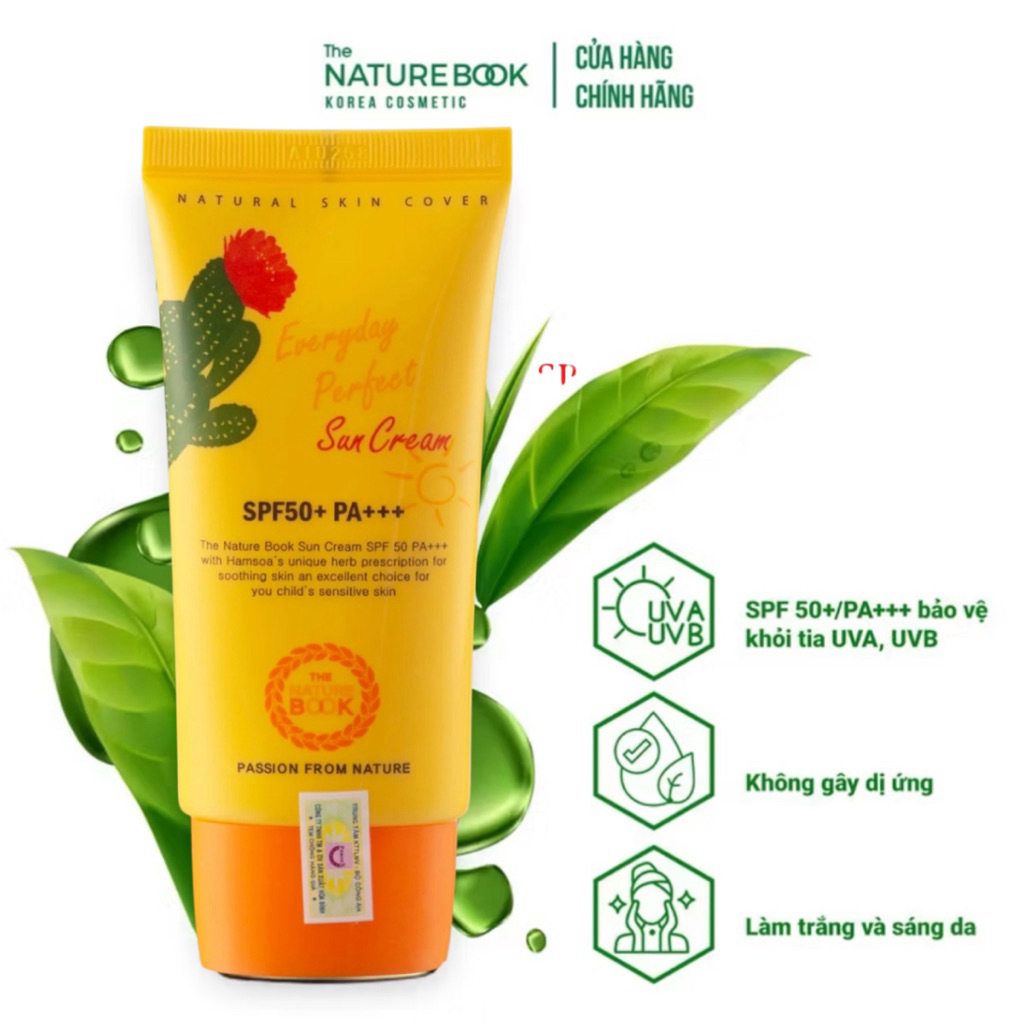 Kem Chống Nắng Hoàn Hảo The Nature Book SPF 50 Dưỡng Sáng Da, Kiềm Dầu Dành Cho Mọi Loại Da 70gr
