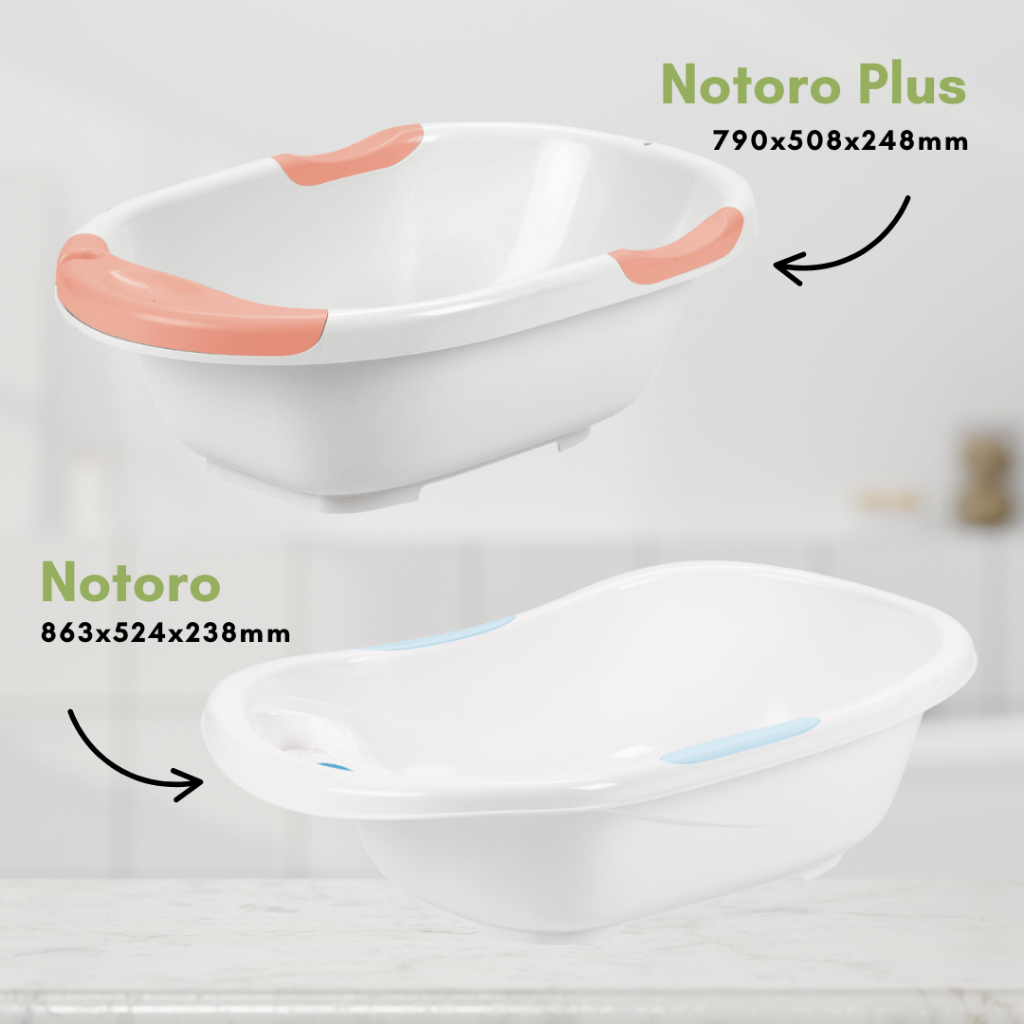 Chậu tắm/ Thau tắm trẻ em Notoro Plus Inochi - Thiết Kế Rộng Có Tay Nắm, loại to (KHÔNG KÈM TỰA TẮM)