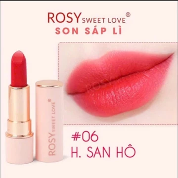 son sáp rosy (06) HỒNG SAN HÔ kèm cọ tán son (không chì .dưỡng môi)