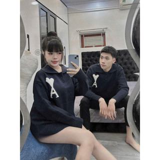 [Về Sẵn] Áo Len Polo Ghi Tim Chữ A QC