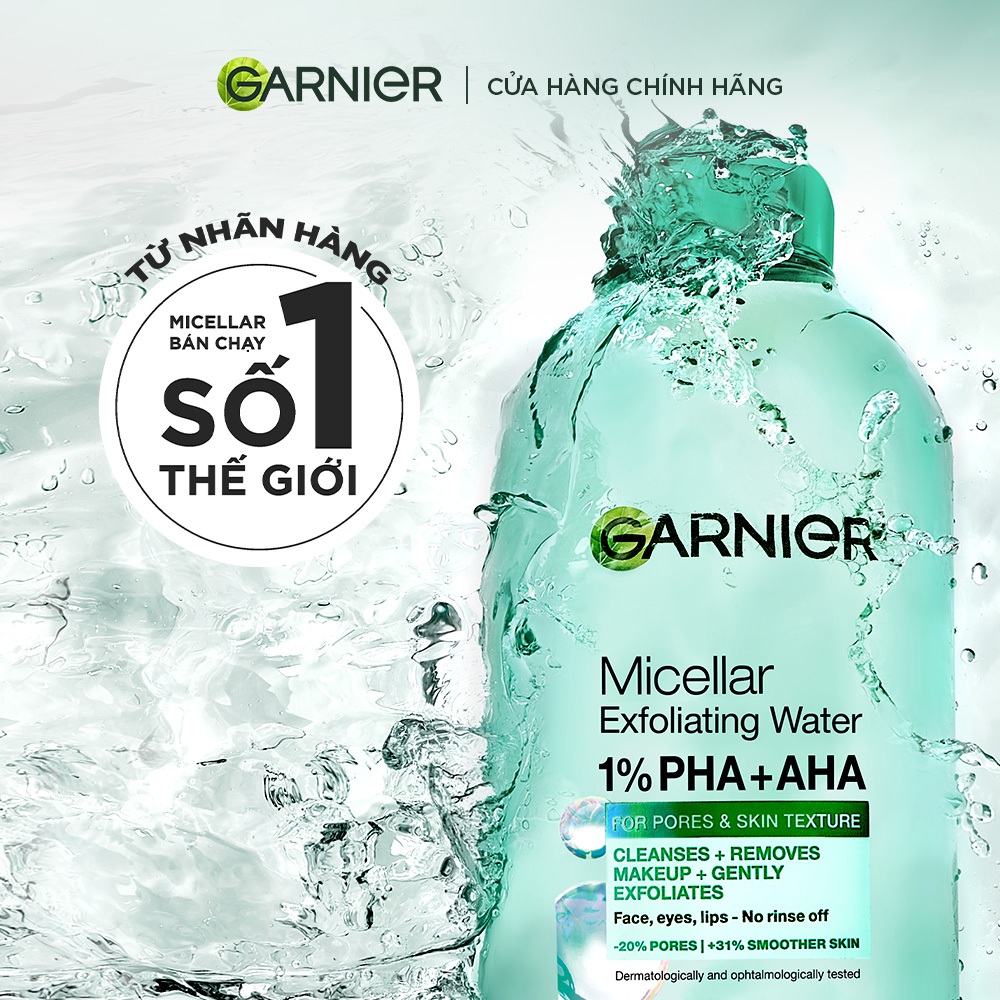 Bộ 2 nước Tẩy Trang sạch sâu & làm sạch tế bào da chết - Garnier Micellar Exfolliating Water 400mlX2