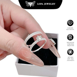 [Hộp Xinh]Nhẫn Đôi Bạc LoPa SK30 nam nữ đính đá CZ nhẹ nhàng,tinh tế,Bạc Ta Bạc LoPa