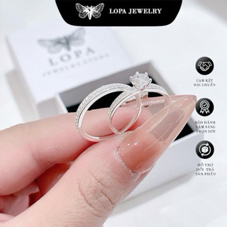[Hộp Xinh]Nhẫn Đôi Bạc LoPa SK30 nam nữ đính đá CZ nhẹ nhàng,tinh tế,Bạc Ta Bạc LoPa