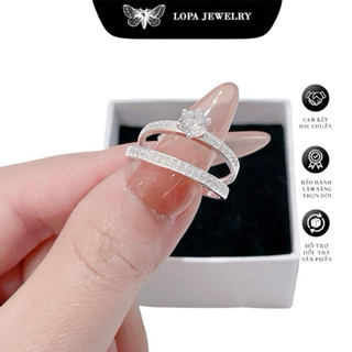 [Hộp Xinh]Nhẫn Đôi Bạc LoPa SK30 nam nữ đính đá CZ nhẹ nhàng,tinh tế,Bạc Ta Bạc LoPa