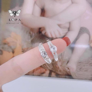 [Hộp Xinh] Nhẫn đôi bạc ta SK999 nam nữ chubby xinh xắn | Nhẫn bạc cặp đính đá sang chảnh