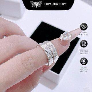 [Hộp Xinh]Nhẫn Đôi Bạc Ta SK003, đôi tim ghép tình yêu,cá tính,kỷ niệm,Bạc LoPa