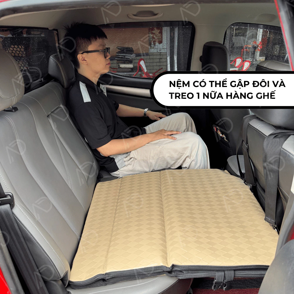 Nệm xe ô tô cao cấp 6 lớp dễ gấp gọn, đệm giường ô tô dành cho tất cả xe, thoải mái, chịu tải tốt, b