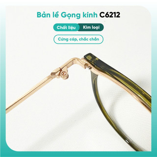 Gọng kính cận form tròn KAO Plus thời trang nữ chất liệu nhựa kết hợp kim loại C6212