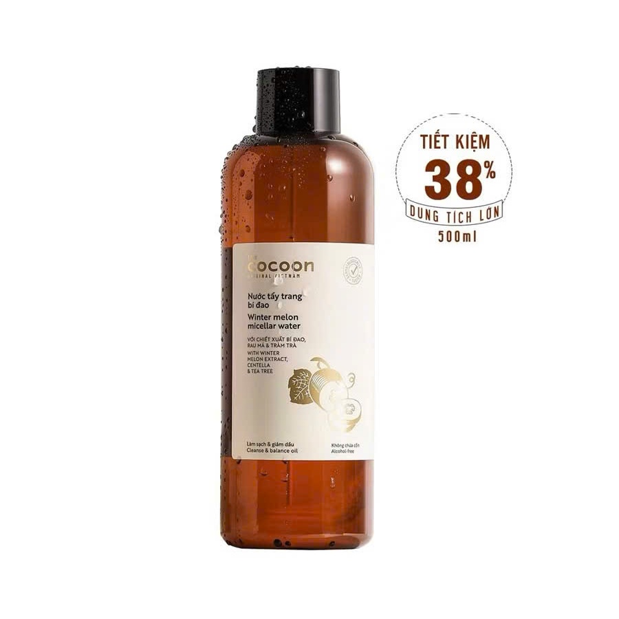Nước tẩy trang bí đao / tẩy trang sen Cocoon tẩy sạch makeup & giảm dầu 500ml